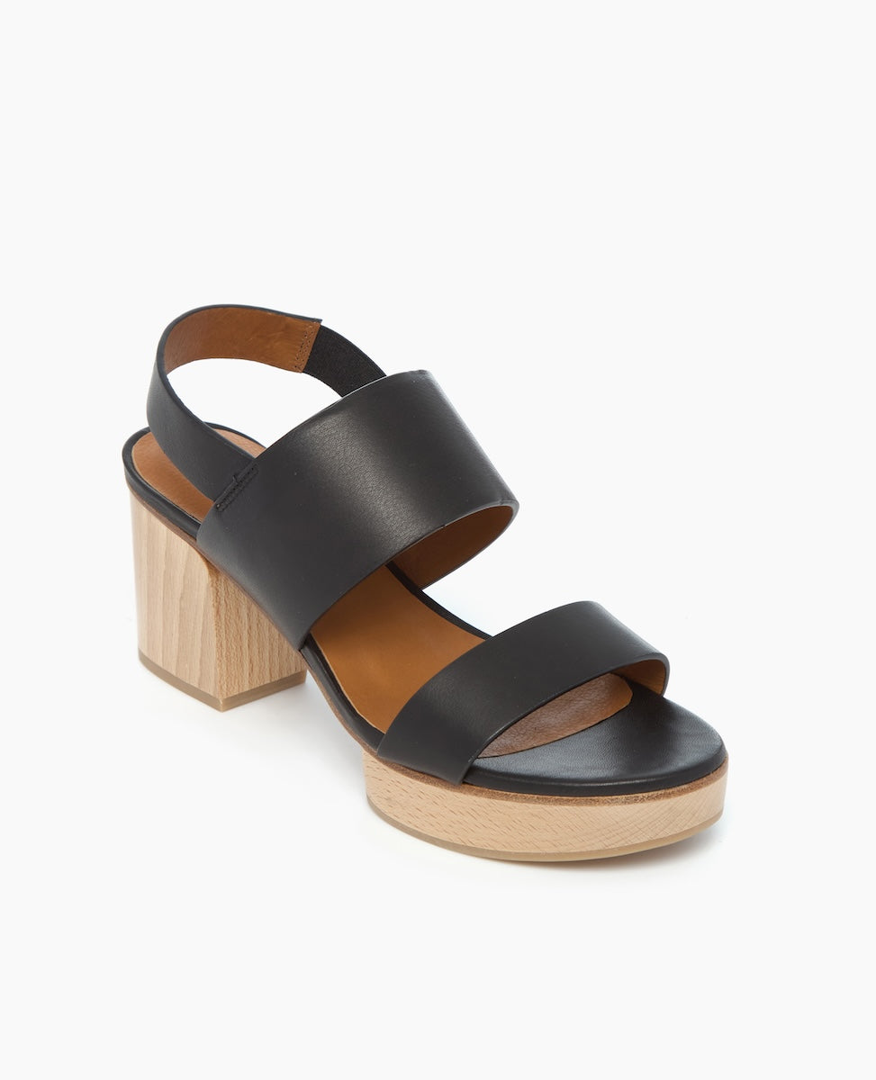 Rocco Clog Sandal in Black, Angled View