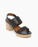 Rocco Clog Sandal in Black, Angled View 2