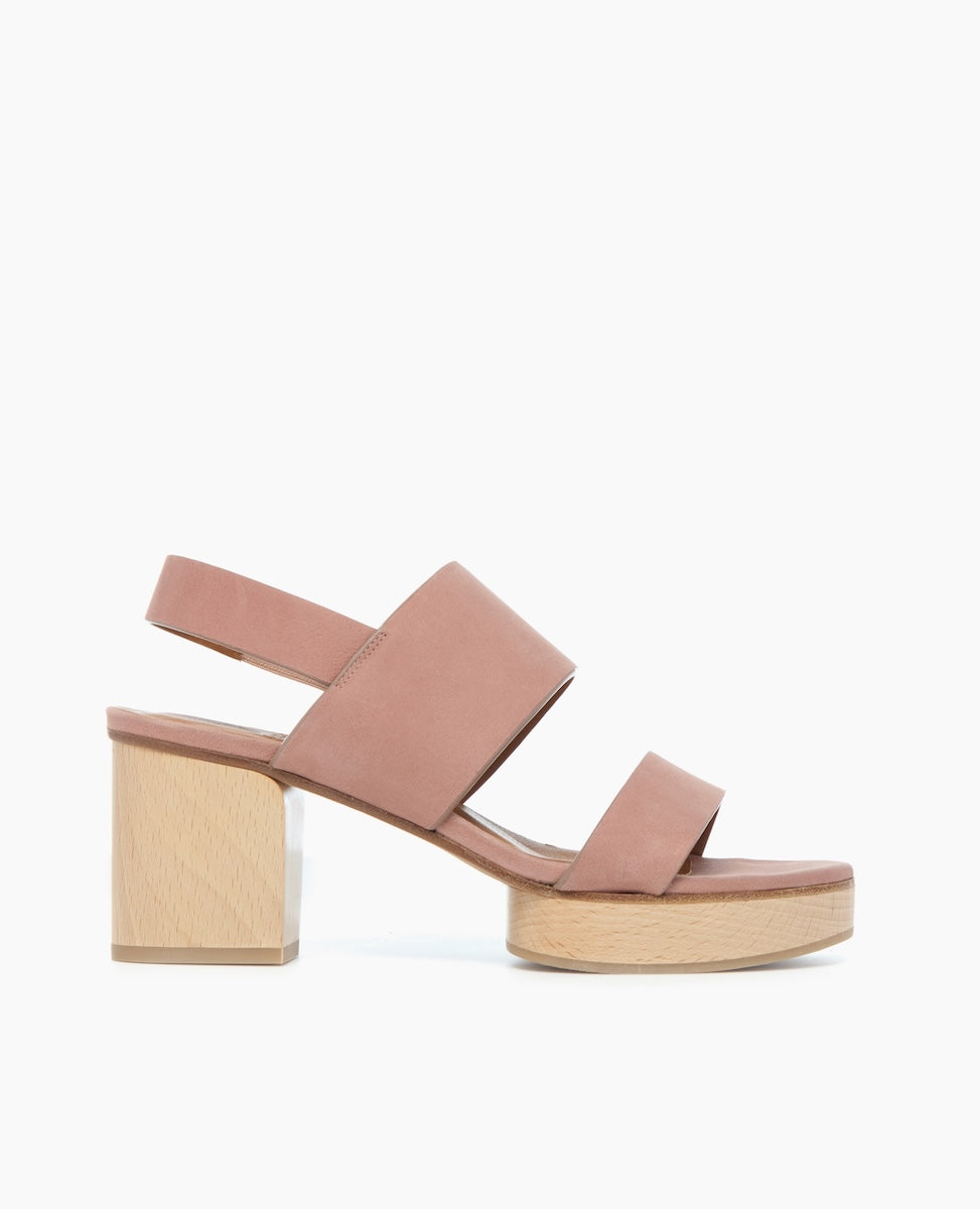 Side View of the Rocco clog sandal in Deep Rose
