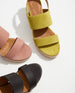 Close up of the Rocco Clog Sandal in three colors 5