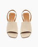 The Socolo wood heeled, sling back sandal in Latte Macchiato leather, shown from above. 3