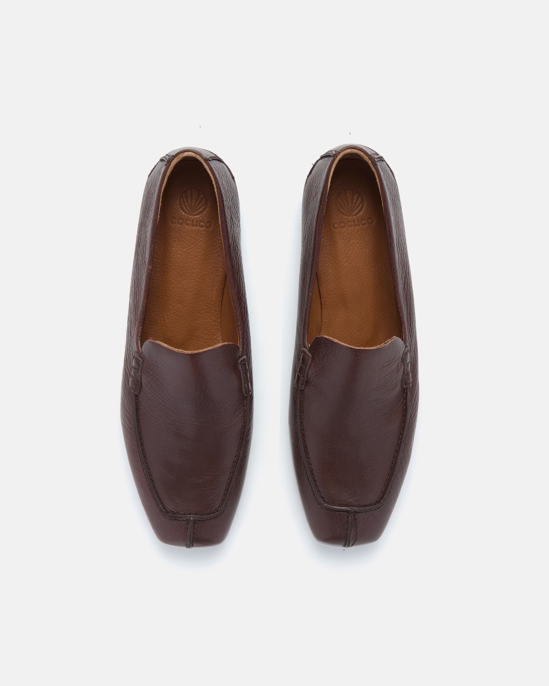 Pair of Coclico Francis Loafers in Castagno brown leather, top view