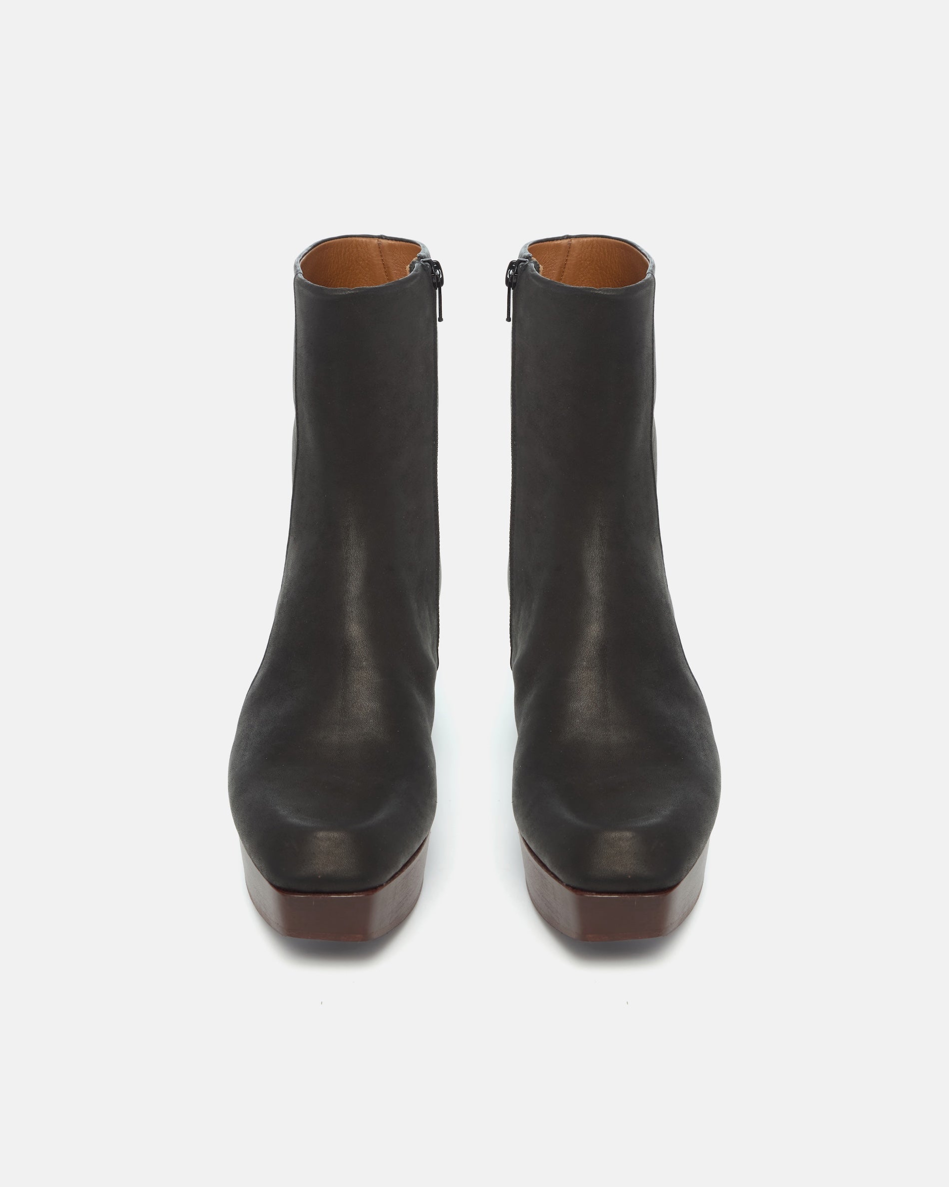 Pair of Coclico Quality Clog Boots in black leather, front view