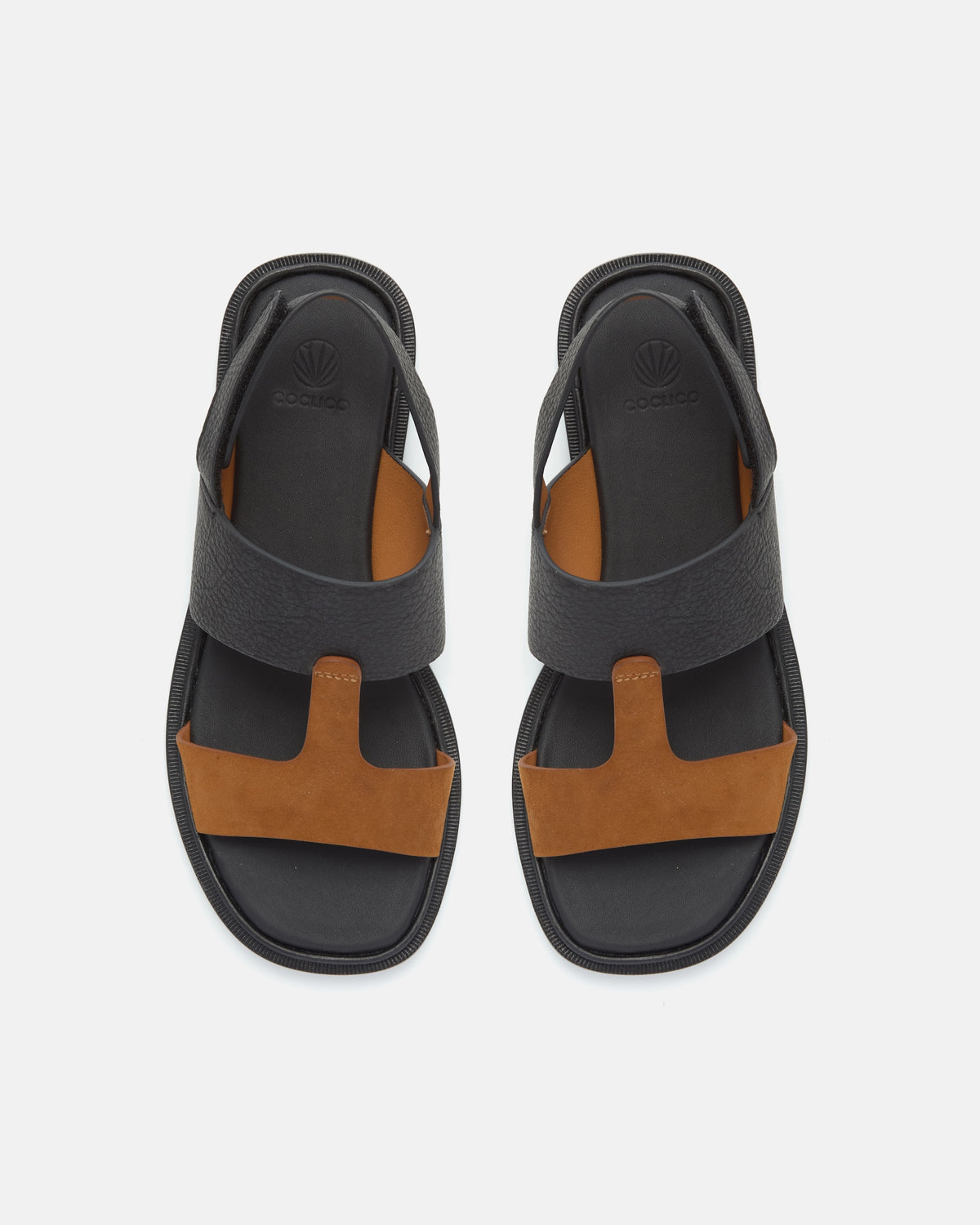 Coclico Runaway Sandal, Russet Suede & Black Leather | Coclico