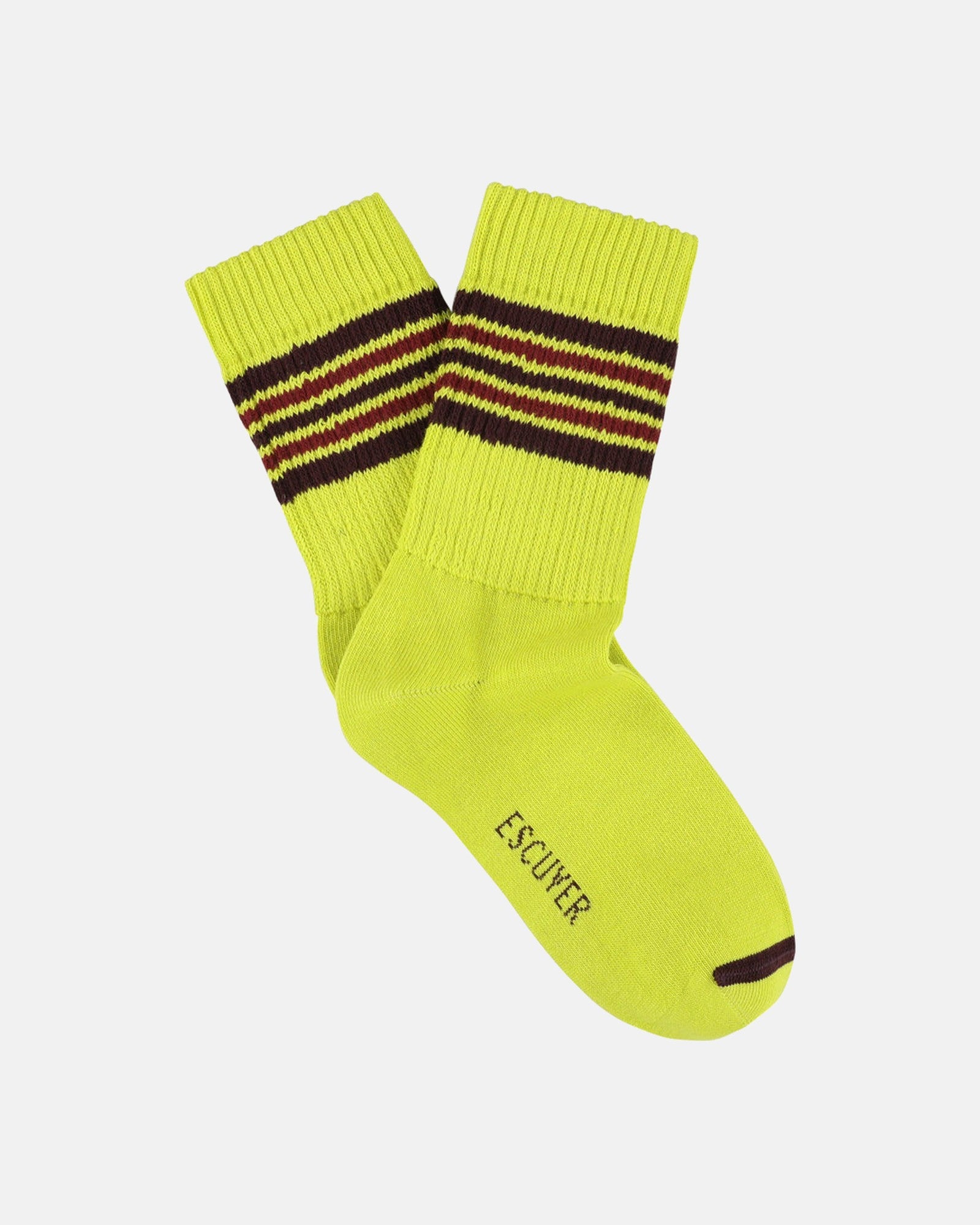 Escuyer women's 5 stripes socks in yellow, bordeaux and wine