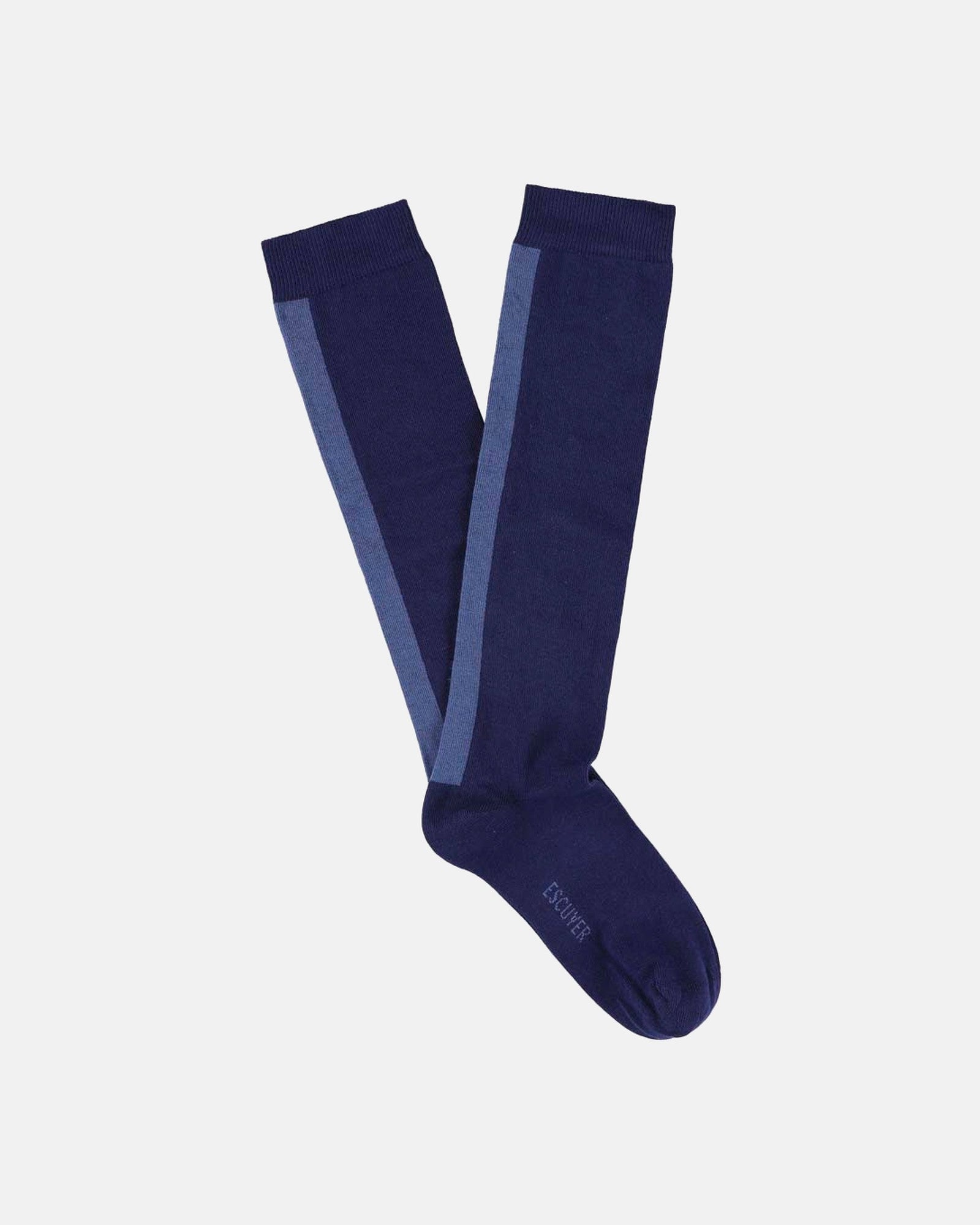 Escuyer women's knee high socks in blue and light blue