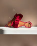 Red suede sandals with three dientional bow 2