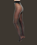 Sheer black tights with a subtle shimmer, featuring a smooth texture and a wide, opaque waistband for a secure fit. 3