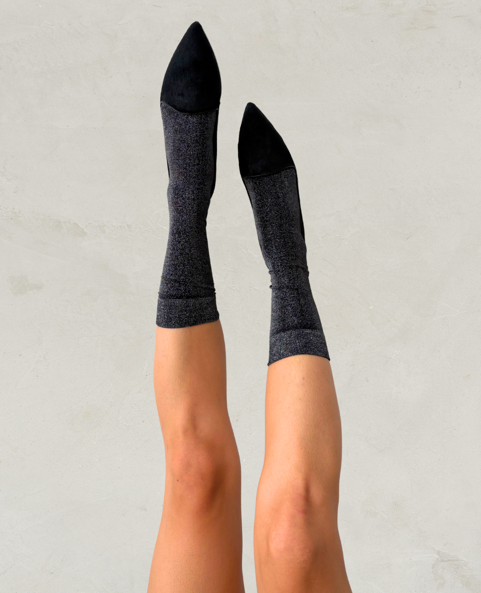 Swedish Stockings Ines Shimmery Socks Black