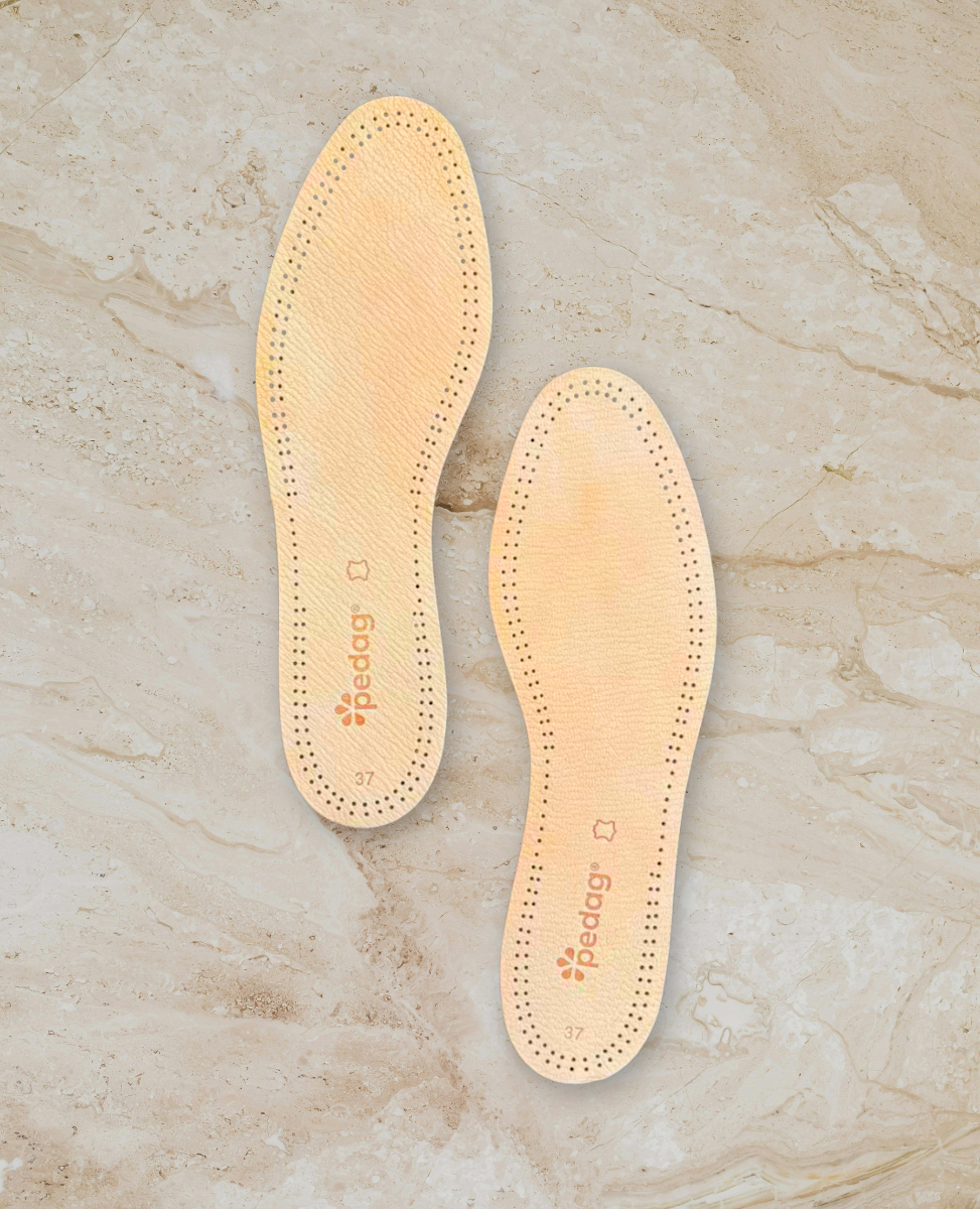 Leather insole on stone