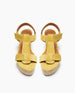 Top view: Coclico Ally Clog in Certosa suede: open t-strap sandal on solid wood wedge platform with velcro closure. 3