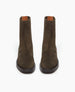 Dover lug sole boot displayed from the front; boot features an elasticated back panel and a back zip. 3