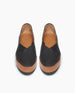 Top view: Coclico Glace Flat in Black leather. High-vamped V cut upper, vaccetta bumper and green EVA sole. 4