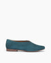 Side view: Coclico Harissa Flat in Bottle suede: Slip-on high vamped flat with a softly rounded toe, leather sole and a 10mm solid wood heel.   1