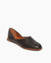 Coclico Henri Flat in Black leather, angled view: flat slide-on style with round toe and high-vamped scooped throat line.  2