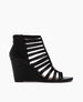 Coclico women's striking everyday strappy wedge in black Italian leather. Coclico shoes are sustainably made in Spain. 1