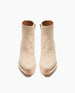 Top view of Coclico Kabuki Clog in Latte nubuck, a Coclico clog with tapered, snipped toe, mid-height wood block platform.   3