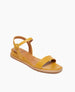 Coclico Kent Sandal in Ambra leather an open sandal, slim leather strap at toe, quarter strap, buckle closure, 1 inch inset wedge - angle view.   2