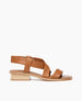 Side view of Coclico Kestyn Sandal in cuoio leather: open sandal with tubular straps across foot and ankle, wide wood low-heel.  1