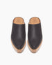 Coclico Kule Clog in Black leather, top view: a slip-on mule, tapered toe, mid-height solid wood base. 3