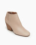 Coclico Kura Moot in Marmo leather, angle view: Versatile ankle boot with inside zip closure, leather sole, mid-height solid wood heel, almond toe, ruched behind the ankle.  2