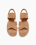 Coclico Lacine Wedge in Tobacco suede: Open crisscrossed sandal on a recycled cork wedge platform, velcro closure, back strap -top view 3