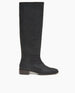 Coclico Mine Boot in Black leather: a modern pull-on riding boot with seam detailing around ankle, classic toe shape and solid wood heel - side view.   1
