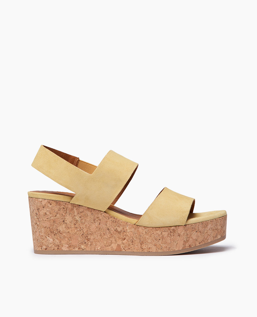 Coclico Women s Myrtle Wedge in Pale Yellow Suede Coclico