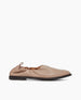 Side view of the Yano Flat in Grey Mist Leather: a classic high-vamped, slip-on flat. 1