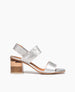 Coclico women's solid tri toned wooden heel in a delicate detailed silver. Coclico shoes are sustainably made in Spain. 1