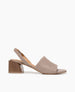 Coclico women's fun vintage inspired slingback sandal in neutral leather and softly curved solid wood heel. Coclico shoes are sustainably made in Spain. 1