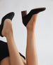 Coclico Lichi Black Heel with demi wedge and textured black leather 2