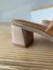 Close up of the Coclico Jacque Heel wood block mid-height. 6