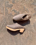 Outdoor, top view of the Coclico Kera Shearling Clog in Fog nubuck.  5