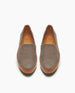 Coclico Gentian Flat in Fog nubuck : a closed toe slip-on flat with a leather band and .5 inch rubber EVA sole - top view. 5