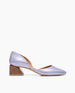 Coclico women's contemporary and playful low pump in iridescent lilac leather with a solid wood heel. Coclico shoes are sustainably made in Spain. 1