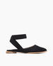 Coclico women's simple close toe flat with elastic ankle strap in black leather. Coclico shoes are sustainably made in Spain. 1
